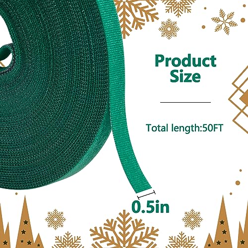 Green 50ft Christmas Garland Ties - Holiday Cable Straps for Decoration