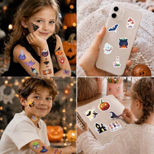 Halloween Stickers & Tattoos Set for Kids - 160 Pieces Party Favors