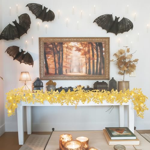 2-Pack 6Ft Fall Garland Set - Plum Cimicifuga Seeded Leaves for Autumn Decor