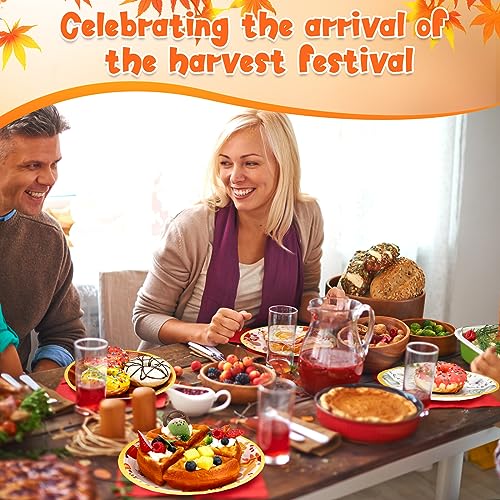 Uiifan 120 Pcs Fall Pumpkin and Maple Leaf Disposable Paper Plates - 7 Inch Thanksgiving & Autumn Harvest Dinnerware Set - Variation of THIS listing