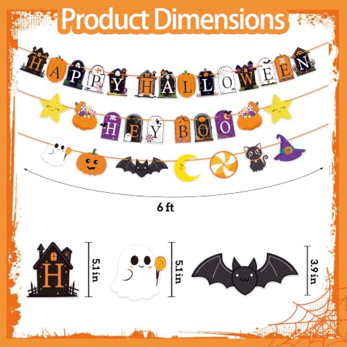 Kids Halloween Party Banner Set - Hey Boo & Happy Halloween Decorations