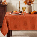 Fall Jacquard Pumpkin Tablecloth - Orange 60 x 84 Inch Rectangular Seasonal Decor
