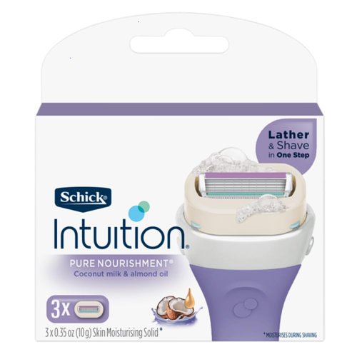 Schick Intuition Pure Nourishment Women's Razor Refills, Pack of 3