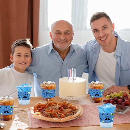 Father's Day Party Cups - 50 Count 12 oz Plastic Drinkware for Dad Celebration