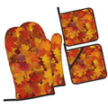Fall Leaf Oven Mitts and Pot Holders Set - Heat Resistant Kitchen Accessories