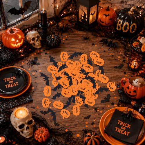 Halloween Confetti Set – Bats & Pumpkins for Table Decor, 120 Pieces