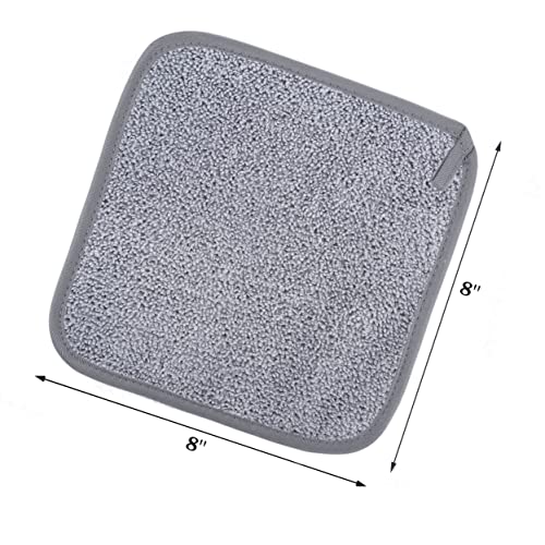 Microfiber Makeup Remover Cloths - 8x8 in Reusable Facial Cleansing Pads, Gray, 6 Pack