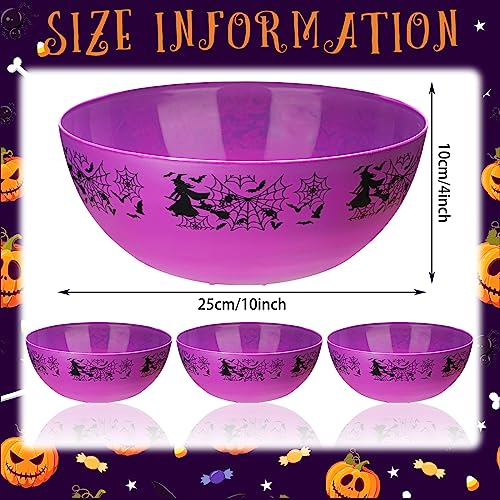 Halloween Candy Bowls Set - Plastic Trick or Treat Serving Bowls, 3 Pieces, Purple Web Design - Web Variation