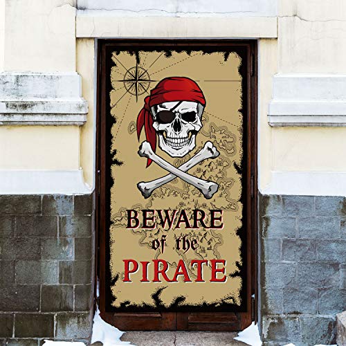 Pirate Door Banner Halloween Decorations - Pack of 2, 3.28 x 5.90 ft, Pirate Theme