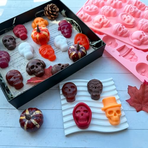 Halloween Skull Silicone Molds Set - 32 Cavities for Candy, Chocolate & Cake Decorations