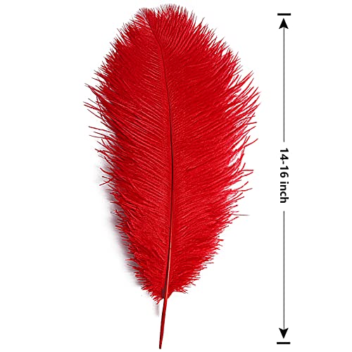Red Ostrich Feathers 14-16 Inch Bulk 12 Pieces for Wedding Party Decor
