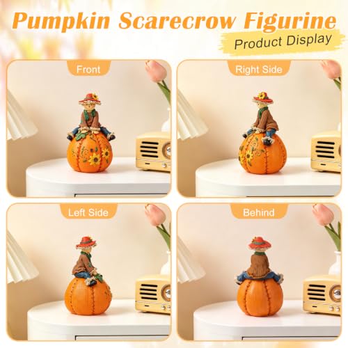 Folmywy Fall Thanksgiving Pumpkin Scarecrow Decor - Resin Figurines - Scarecrow Variation