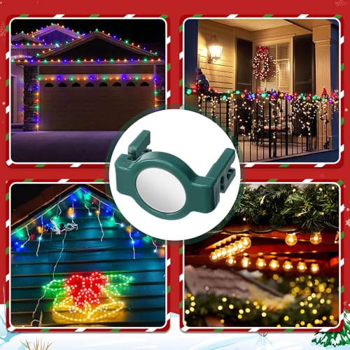 Magnetic Christmas Light Clips - C9 String Light Gutter Hooks, Set of 50, Green