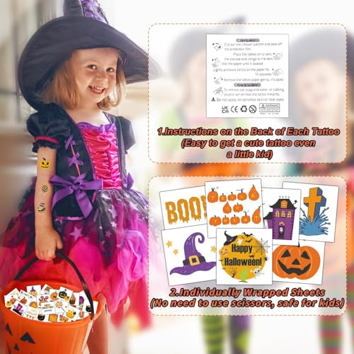 Halloween Temporary Tattoos for Kids Party Favors - 408 Sheets