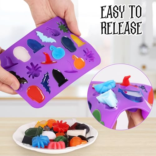 Halloween Silicone Mold Set - 3D Spider Skull Pumpkin Bat - Purple - 2 Pack