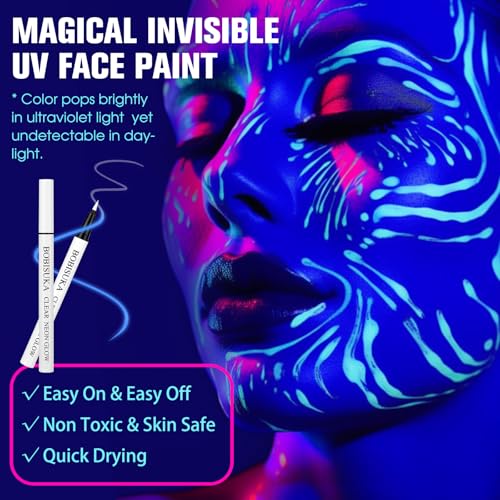 UV Neon Glow Eyeliner Pen - Waterproof Smudge-Proof White Eye Makeup for Rave & Parties