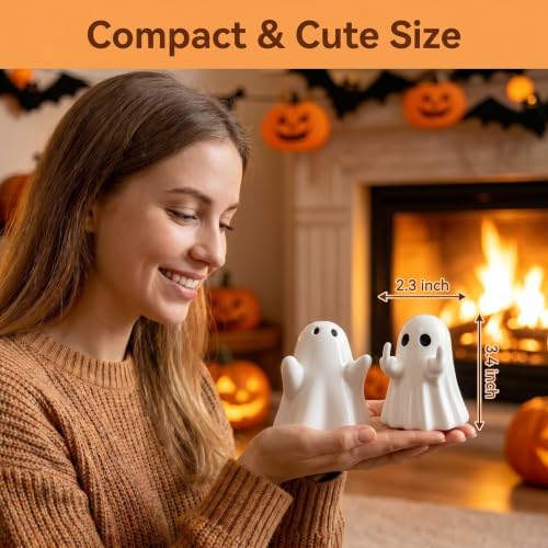 Mini Ghost Figurine Set - Halloween PVC Decor, 2-Pack