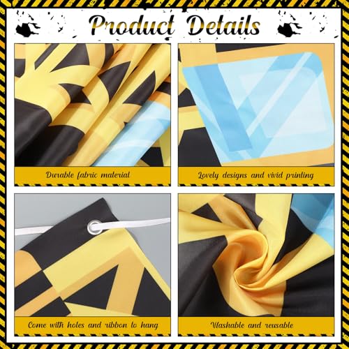 Construction Door Banner Set - Party Decorations for Construction Theme Events - Includes Top & Porch Banners - Yellow Excavator Design - Variation: Construction