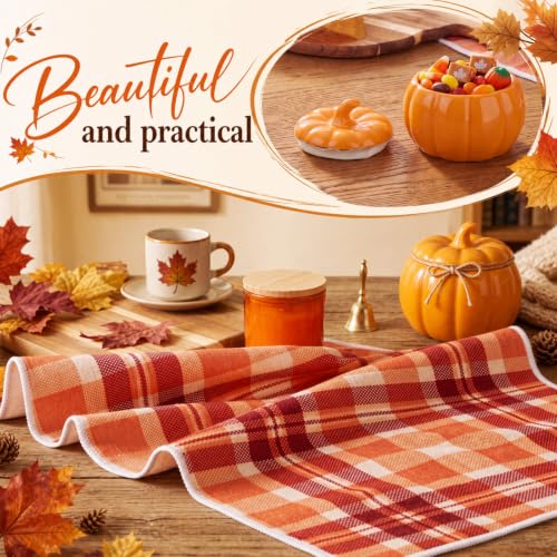 Fall Kitchen Tray with Pumpkin Decor - Orange Ceramic, 7-Piece Set