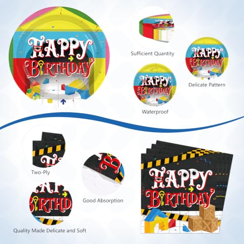 Playful Horror Cartoon Birthday Party Paper Plates Set - 96 Pieces