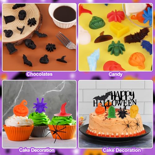 Halloween Silicone Mold Set - 3D Spider Skull Pumpkin Bat - Purple - 2 Pack