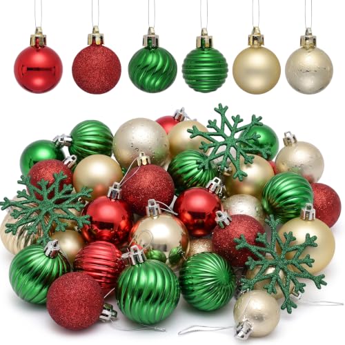 Mini Christmas Ball Ornaments Set - Valery Madelyn 36pcs Red Green Gold Variations