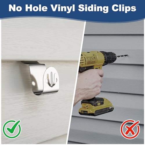 8 Pack Heavy Duty Vinyl Siding Hooks - Rust-Resistant Wall Clips for Outdoor Use