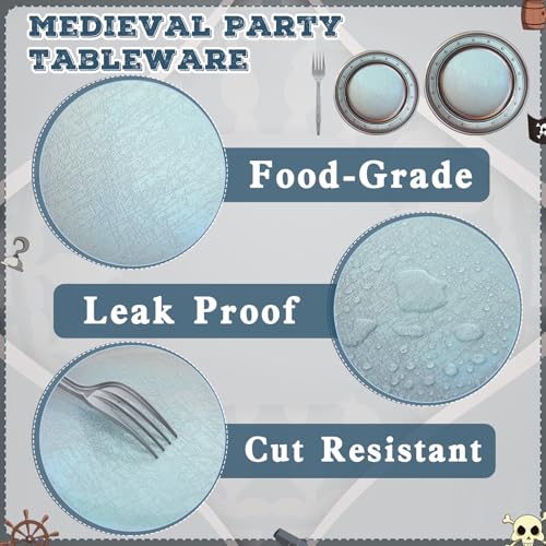 Vintage Style Medieval Party Supplies Set - Silver Pewter Look Dinnerware and Forks for 60 Guests