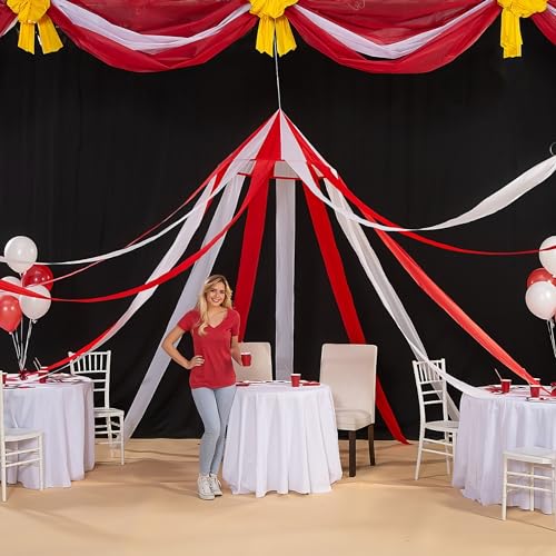 Carnival Tent Hanging Decoration - Red and White Party Decor, 7 Feet