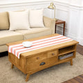Pure Linen Table Runner 14x60 Inches - Orange & White Cabana Stripe - Handcrafted, Machine Washable