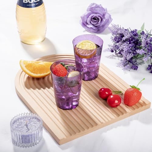 Purple Plastic Cups - 10 oz Disposable Glitter Tumblers for Wedding Party - Variation of Purple