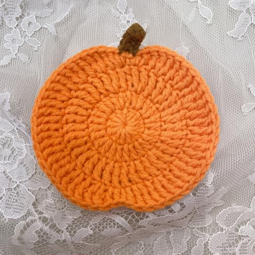 Crochet Pumpkin Coasters for Drinks - Handmade Knitted Mug Mat - Fall Housewarming Gift - Pumpkin