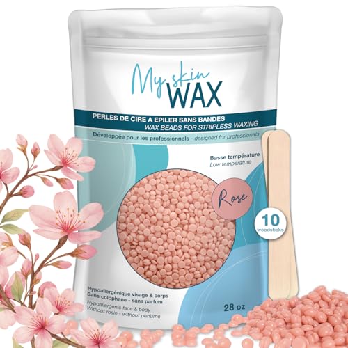 Stripless Wax Beads 28oz Hypoallergenic for Sensitive Skin Face & Body Rose Variation