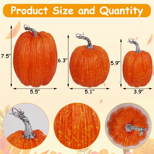 Winemana Fall Decor Artificial Pumpkins Set of 3 Orange Foam Pumpkin - Variation of THIS listing