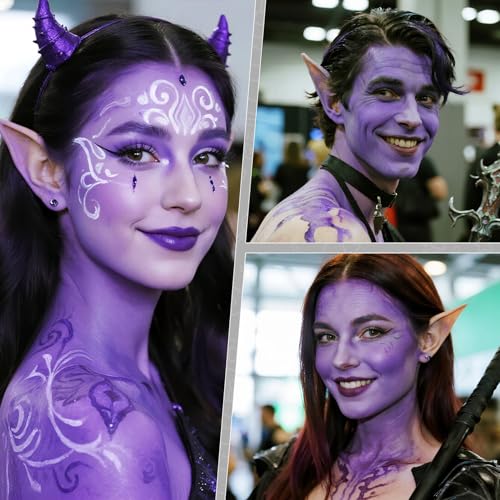 Purple Water Based Face Paint for Halloween - Vibrant & Fast-Drying, 1.06 oz - Variation: Purple