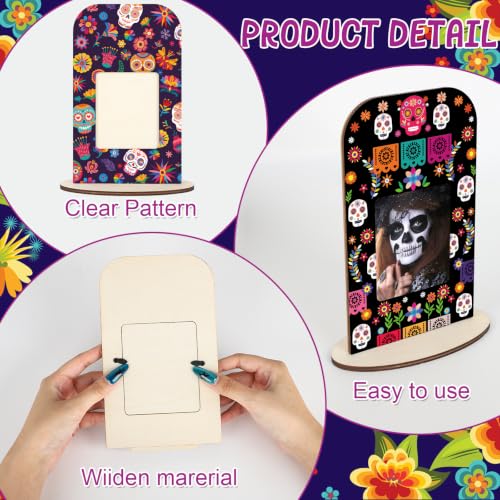Large Rectangle Dia De Los Muertos Picture Frame for Altar & Tabletop Decorations - Mexican Sugar Skull Memorial Photo Frame Set