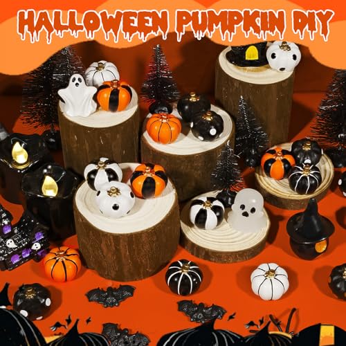 Halloween Mini Pumpkin Figurines Set - 20 Resin Miniatures for Decor & Cake Toppers