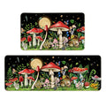 Mushroom Kitchen Rug Set of 2 - Rectangular 17x29 + 17x47 Inches, Non-Slip, Washable
