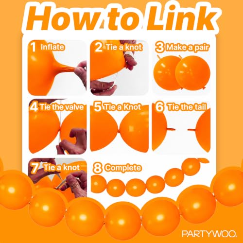 PartyWoo Orange Linking Balloons 6 Inch 100pcs for Party Decorations - Variation Y9