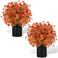 Artificial Fall Flowers in Pot - Orange Mix, 24 Inch Outdoor Decor - 2 Pack