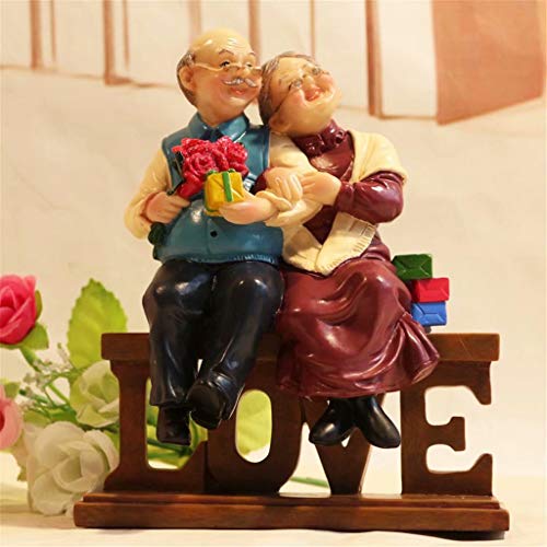 Loving Elderly Couple Figurines Anniversary Gift - Handmade Resin Home Decor - Love Variation
