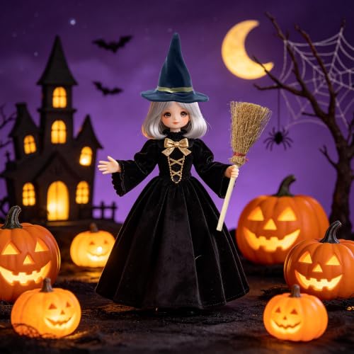 Miniature Witch Hat and Straw Broom Set for Halloween Crafts and Decorations - 40 Pieces