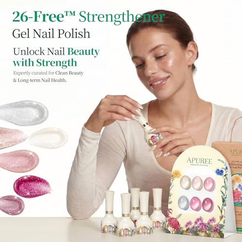 APUREE Multicolor Cat Eye Gel Nail Polish Set - Pink Glow, Long-Lasting & Vegan