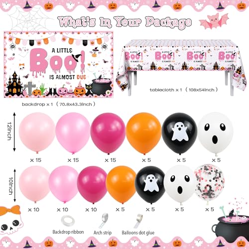 Halloween Baby Shower Balloon Arch Kit Pink Boo Decorations Party Supplies