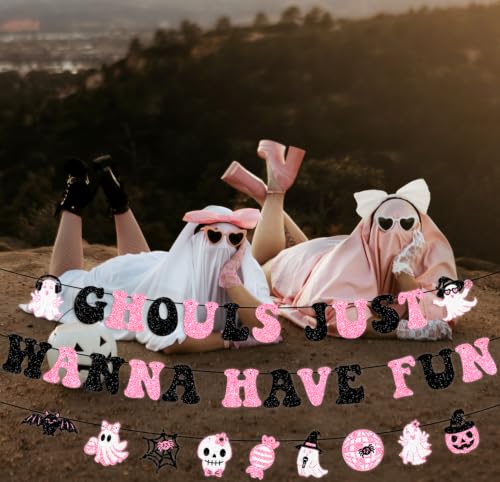 Halloween Glitter Ghouls Banner Set – Pink & Black Party Decorations