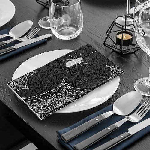 80Pcs Halloween Spider Web Disposable Napkins - Black & White Party Table Decor