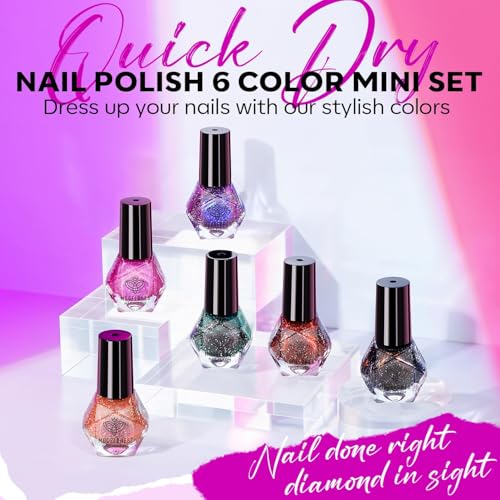 Fall Nail Polish Set - 6 Color Glitter & Shimmer Collection - Night Variation
