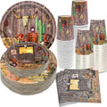 Brown Cowboy Party Supplies Set - Plates Napkins Cups for Western Rodeo & Barn Events - Serves 25