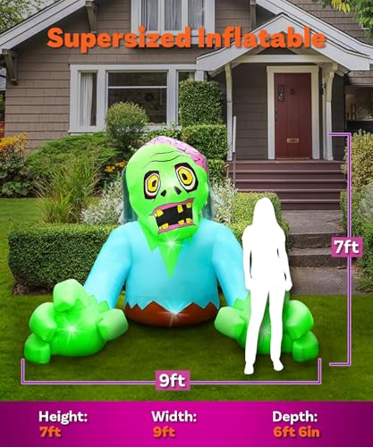 7FT Tall 9FT Wide Halloween Inflatable Zombie Outdoor Decoration - Variation of This Listing