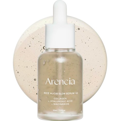 Arencia Rice Mucin Glow Serum, Collagen + Hyaluronic Acid & Niacinamide, 1.01 fl oz